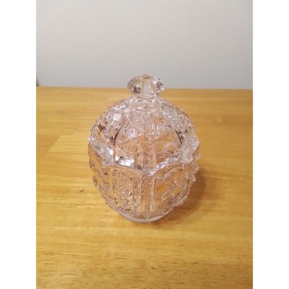 Vintage Round Cut Glass‎ Candy Dish with Lid 6"x4.5" - Picture 1 of 5